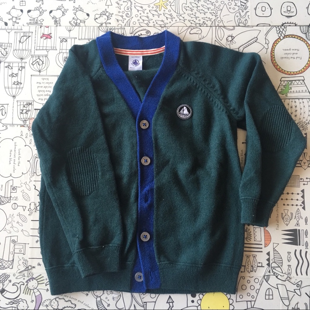 Petit Bateau | Dark green/blue Cardigan | 5/6
